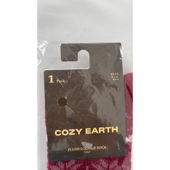 Cozy Earth Snowflake Plush Lounge Sock Garnet Red Womens Size XS/S 6-10 New - Picture 6 of 8
